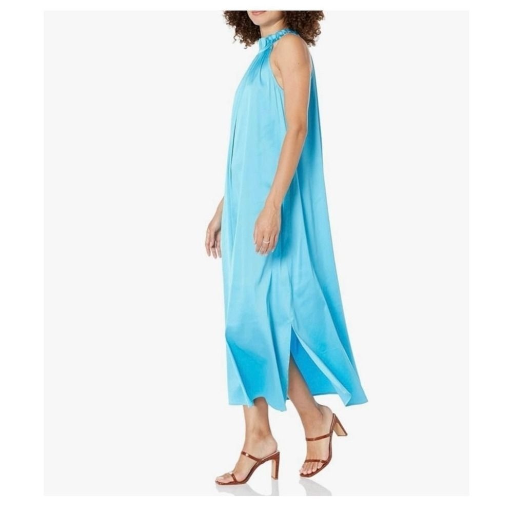 The Drop Women's Arlette Silky Stretch Halter Maxi Dress Ocean Blue